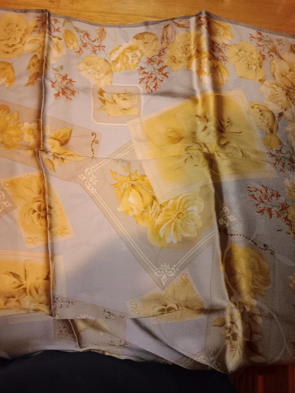 Pierre Balmain Yellow Floral Silk Scarf